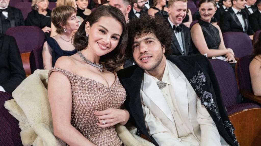 Selena Gomez and Benny Blanco attend the 97th Annual Oscars at Dolby Theatre on March 02, 2025 in Hollywood, California.