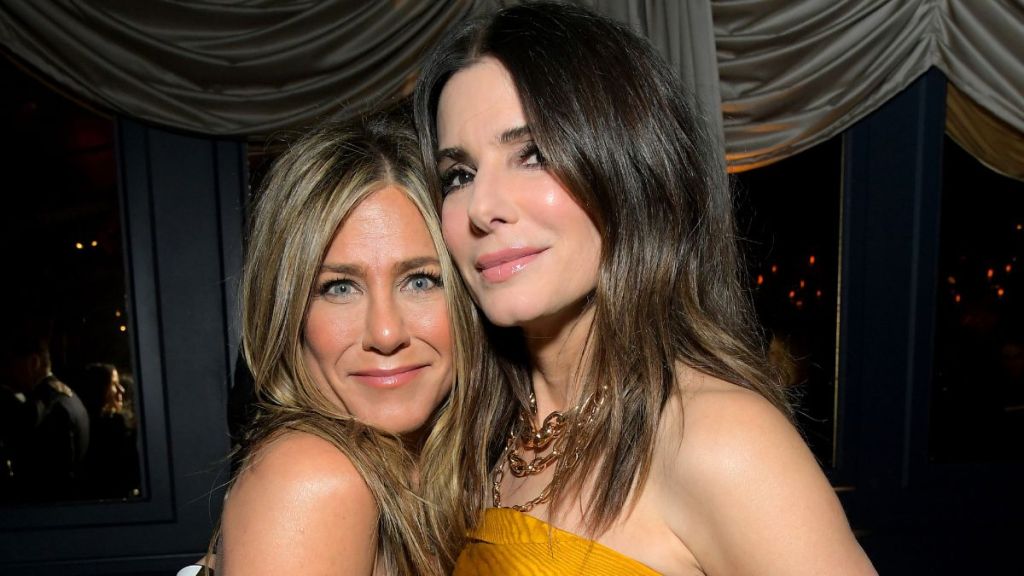 Jennifer Aniston and Sandra Bullock attend the Netflix 2020 Golden Globes After Party on January 05, 2020 in Los Angeles, California.