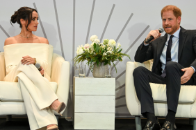 (L-R) Meghan, Duchess of Sussex and Prince Harry, Duke of Sussex speak onstage at The Archewell Foundation Parents’ Summit: Mental Wellness in the Digital Age during Project Healthy Minds' World Mental Health Day Festival 2023 at Hudson Yards on October 10, 2023 in New York City.