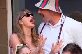 Taylor Swift and Travis Kelce are seen at the Men's Final between Fritz and Sinner at the 2024 US Open Tennis Championships on September 08, 2024 in New York City.