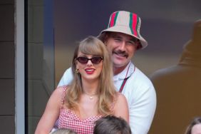 Taylor Swift and Travis Kelce are seen during the 2024 US Open Tennis Championships on September 08, 2024 in New York City