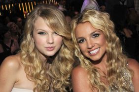 Taylor Swift and Britney Spears in the audience at the 2008 MTV Video Music Awards at Paramount Pictures Studios on September 7, 2008 in Los Angeles, California.
