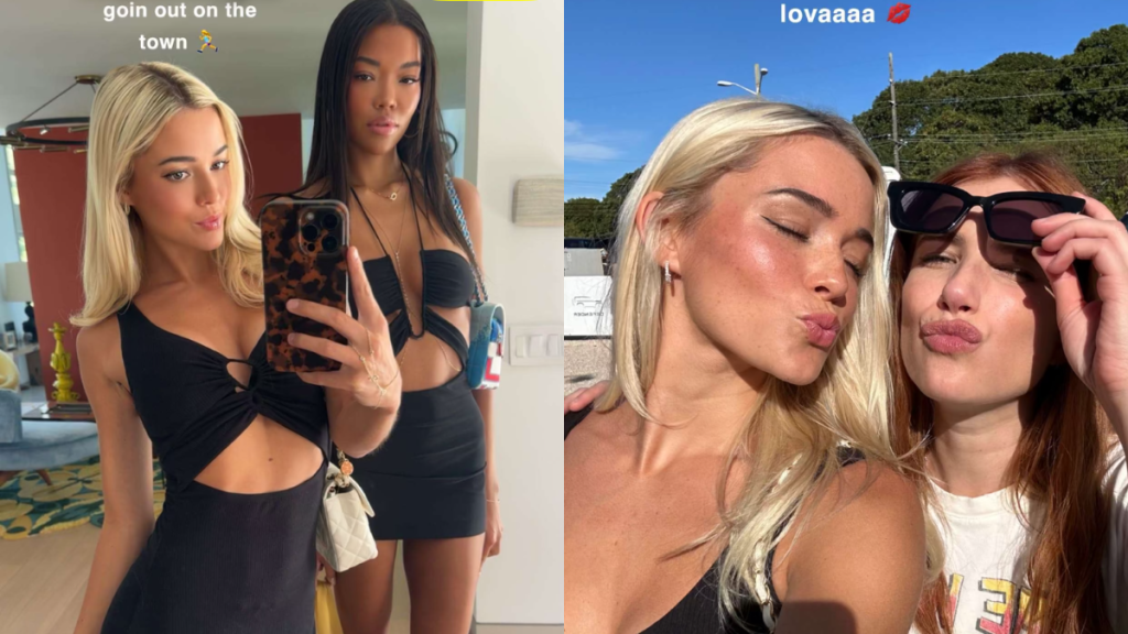 Livvy Dunne slinky slit dress Hamptons photos