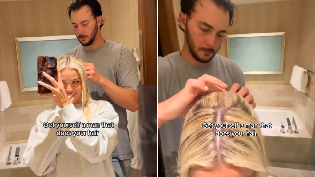 Olivia Livvy Dunne Paul Skenes hair video
