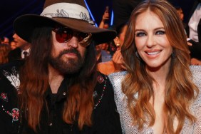 Elizabeth Hurley Opts for Sheer Silver Mesh Dress Alongside Billy Ray Cyrus