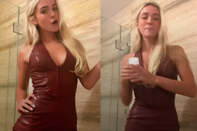 Livvy Dunne Tries 'Not to Sweat It' in Slinky Leather Dress After Viral Game Day Video