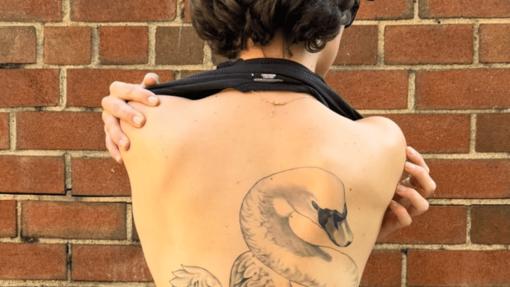 Ella Emhoff Shows Off Her Swan Tattoo in Backless Dress