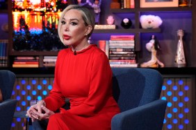 Marysol Patton clenching her hands and wearing a red dress on Watch What Happens Live
