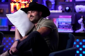 Steven McBee Jr on Watch What Happens Live, resting his head on a pillow