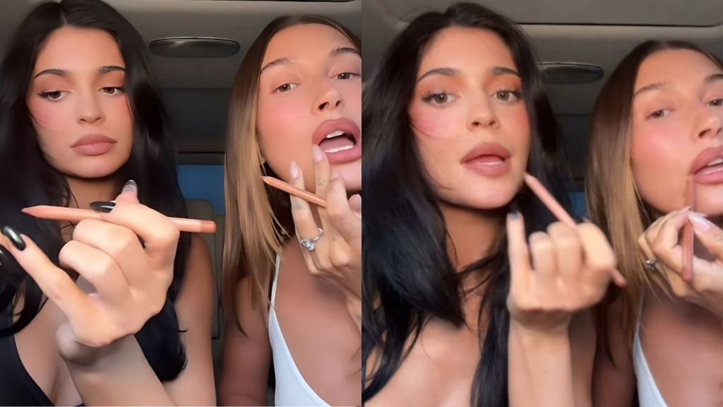 Kylie Jenner Twins With Hailey Bieber in V-Neck Top for New Video