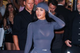 Kim Kardashian in Sheer Gray Bodysuit Deserves Second Glance