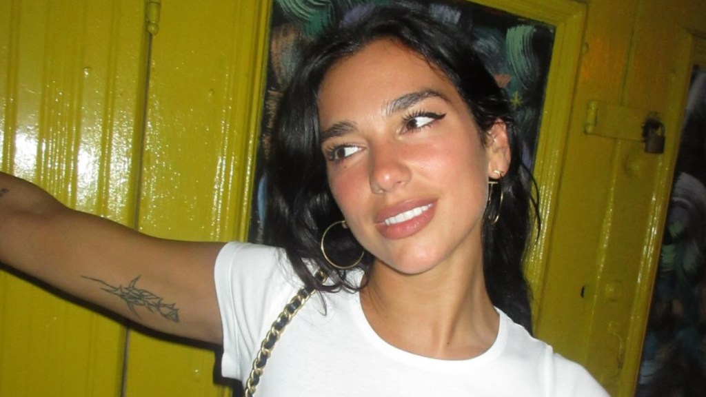 Internet Reacts to Dua Lipa Wearing Shiny Gold Corset With Fishnet