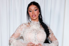 Cardi B Highlights Her Thigh Tattoos in Latex Outfit