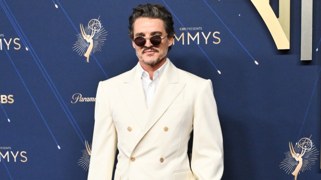 Pedro Pascal Turns Heads in All‑White Céline Suit at Emmys 2025