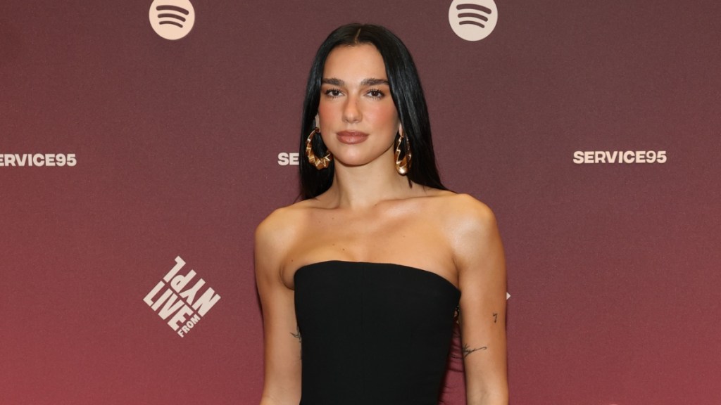 Dua Lipa Rocks an Off-Shoulder Black Dress at NYC Event