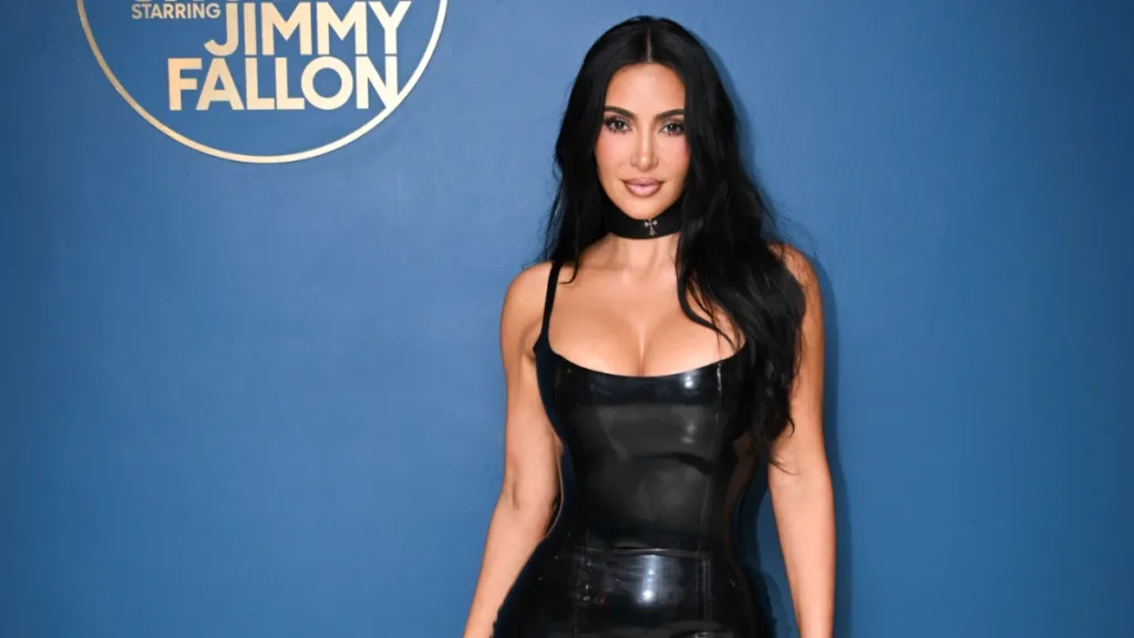 Kim Kardashian Stuns in Latex Dress With Daring Neckline