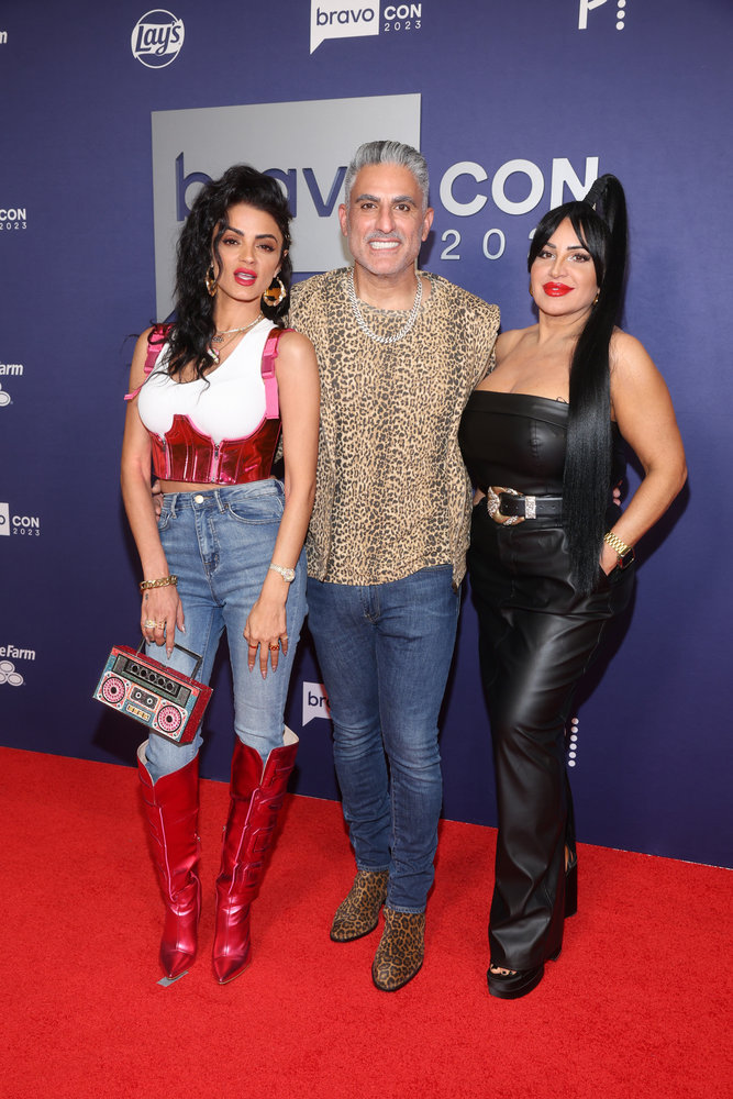 Golnesa Gharachedaghi, Reza Farahan, and Mercedes Javid at BravoCon 2023