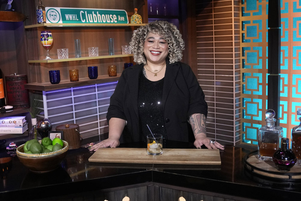 Kiki Monique behind the bar at Watch What Happens Live