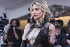 Paris Jackson Shows Off Her Curves in Plunging Neckline Leather Gown