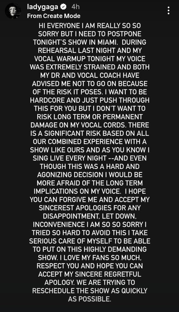 Lady Gaga Miami concert postponed