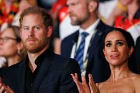 Prince Harry, Duke of Sussex and Meghan, Duchess of Sussex are seen during the closing ceremony of the Invictus Games Düsseldorf 2023 at Merkur Spiel-Arena on September 16, 2023 in Duesseldorf, Germany
