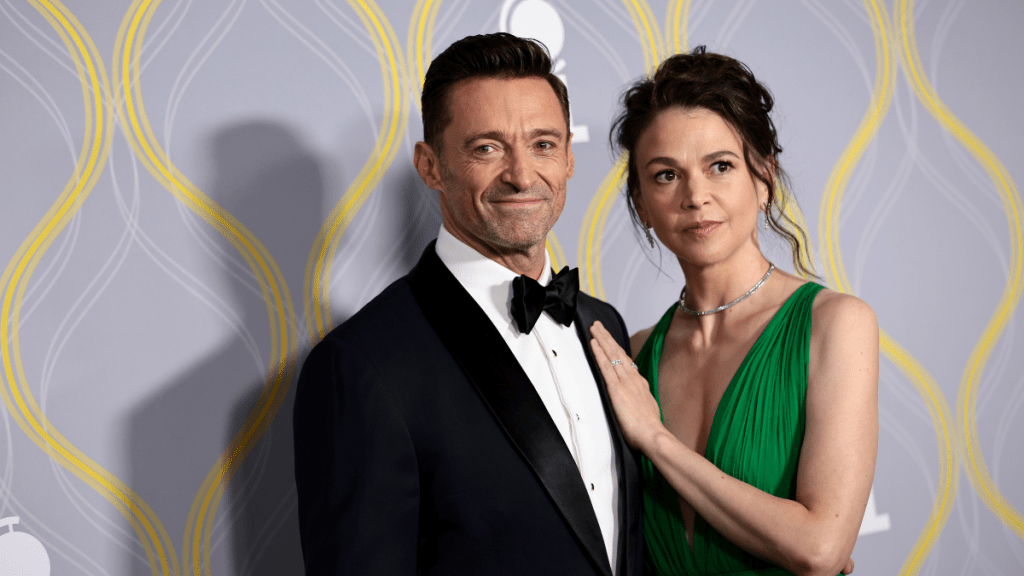 Hugh Jackman and Sutton Foster attend the 75th Annual Tony Awards at Radio City Music Hall on June 12, 2022 in New York City.