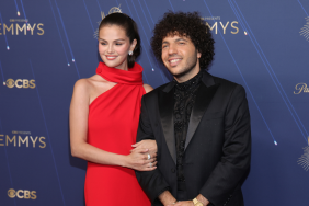 (L-R) Selena Gomez and Benny Blanco attend the 77th Primetime Emmy Awards at Peacock Theater on September 14, 2025 in Los Angeles, California.