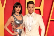 (L-R) Nina Dobrev and Shaun White attend the 2024 Vanity Fair Oscar Party Hosted By Radhika Jones at Wallis Annenberg Center for the Performing Arts on March 10, 2024 in Beverly Hills, California.