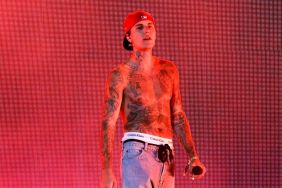 Justin Bieber performs with Daniel Caesar onstage at the Coachella Stage during the 2022 Coachella Valley Music And Arts Festival on April 15, 2022 in Indio, California.