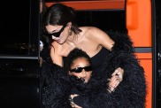 Kylie Jenner and Stormi Webster attend the Valentino Haute Couture Spring/Summer 2024 show as part of Paris Fashion Week on January 24, 2024 in Paris, France.