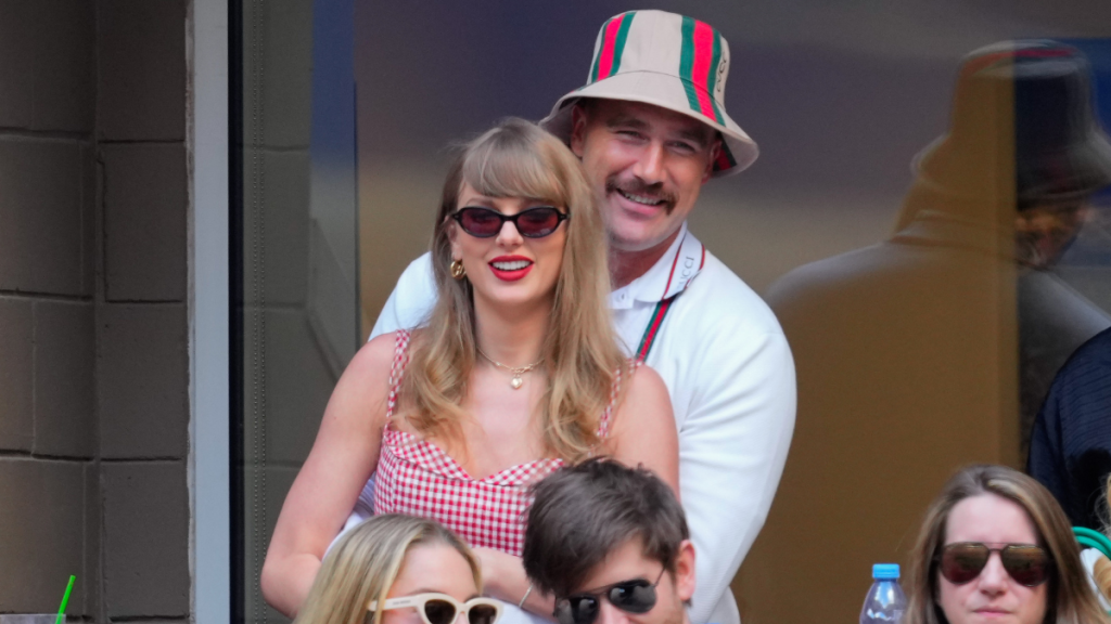 Taylor Swift and Travis Kelce are seen during the 2024 US Open Tennis Championships on September 08, 2024 in New York City.