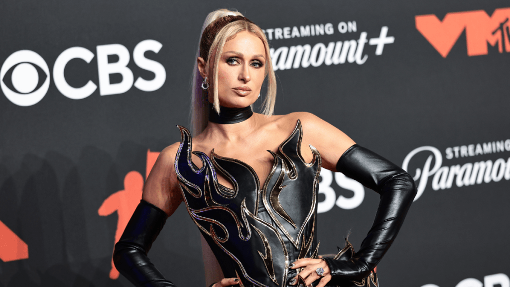 Paris Hilton attends the 2025 MTV Video Music Awards at UBS Arena on September 07, 2025 in Elmont, New York.