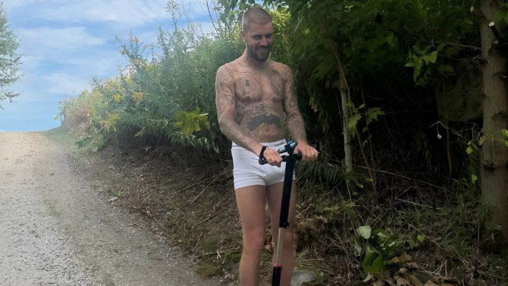 Justin Bieber Wears Only Briefs While Riding on a Segway