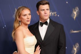 Colin Jost Can't Resist Holding Scarlett Johansson During Emmy Moment