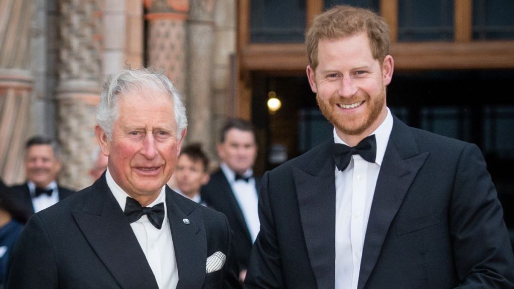 Prince Charles, Prince of Wales and Prince Harry, Duke of Sussex attend the "Our Planet" global premiere at Natural History Museum on April 04, 2019 in London, England.