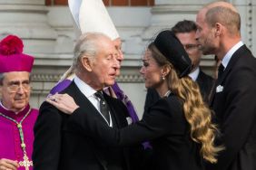 Catherine, Princess of Wales embraces King Charles III as they attend Requiem Mass service at Westminster Cathedral for the Duchess of Kent who died aged 92 earlier this month in London, United Kingdom on September 16, 2025