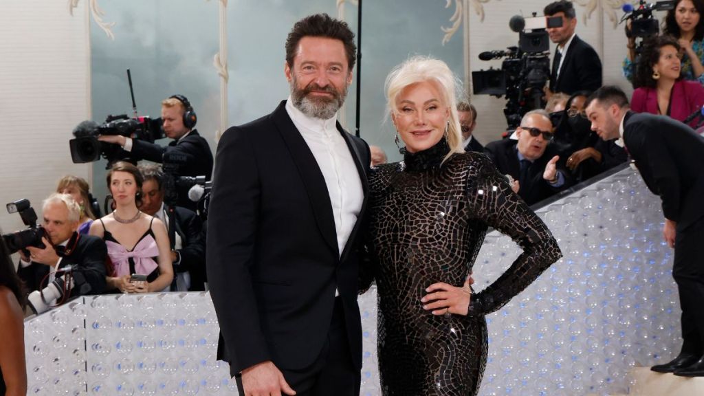 Hugh Jackman and Deborra-Lee Furness attend the 2023 Costume Institute Benefit celebrating "Karl Lagerfeld: A Line of Beauty" at Metropolitan Museum of Art on May 01, 2023 in New York City