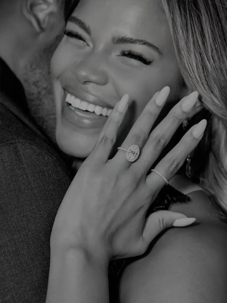Kamie Crawford showing off her engagement ring