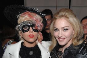Lady Gaga and Madonna attend the Marc Jacobs 2010 Spring Fashion Show at the NY State Armory on September 14, 2009 in New York City.