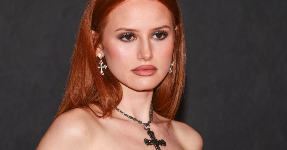 Internet Reacts to Madelaine Petsch in Bold Neckline Off-Shoulder Dress