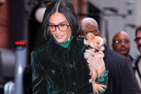 Demi Moore Accessorizes Her Fabulous Suit With Her Dog