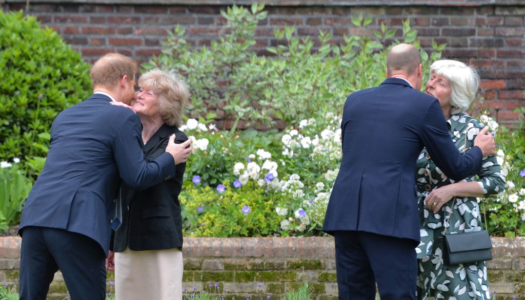 Princes William and Harry with their aunts 