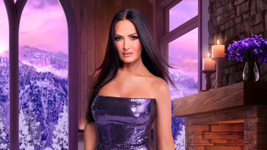 Lisa Barlow in a purple dress for Real Housewives of Salt Lake City Season 6