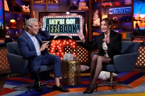 Julia Roberts and Andy Cohen playing a game on Watch What Happens Live