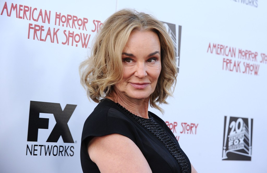 Jessica Lange dressed in black at at American Horror Story premiere event