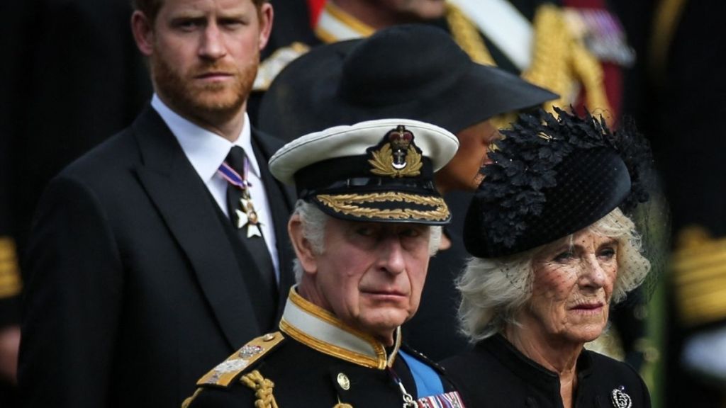 King Charles, Prince Harry and Queen Camilla