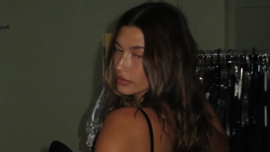 Hailey Bieber Turns Heads in Black Two-Piece Bedroom Photo