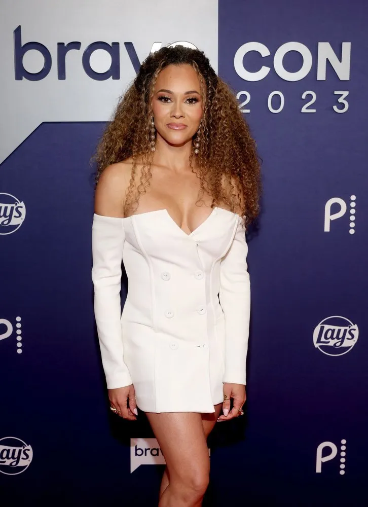 Ashley Darby in a white dress at BravoCon 2023