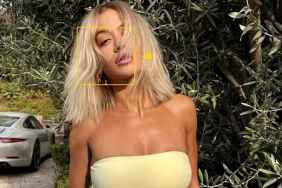 Rita Ora Sports Vibrant Yellow Bandeau & Chiseled Abs