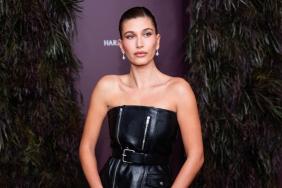 Photos: Hailey Bieber's Black Leather Dress Is 'Very Elegant'